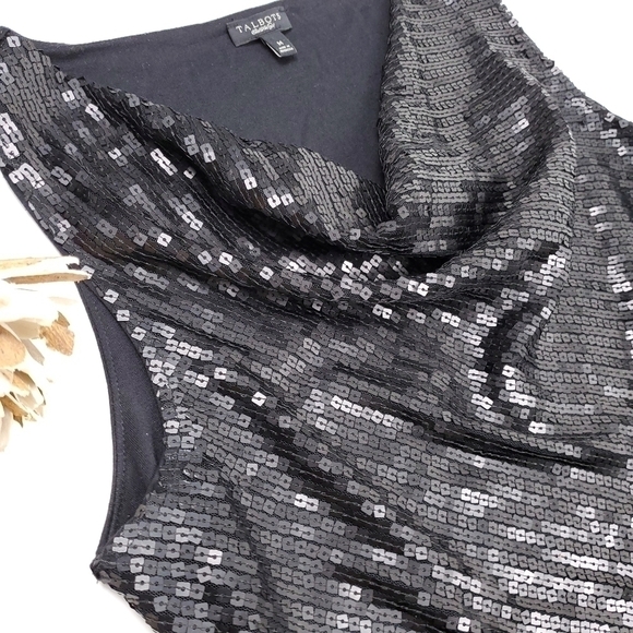 Talbots Charcoal Blk Soft Sequin Top Sz M - Picture 8 of 13